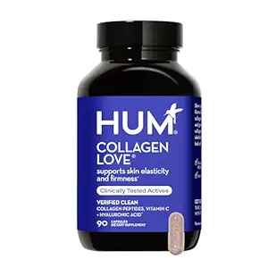 HUM Collagen Love Skin Supplement - Collagen Peptides with Hyaluronic Acid & Vitamin C to Support Firm Skin & Help Minimize Visible Signs of Aging - Skin Supplements for Women and Men (90 Capsules)