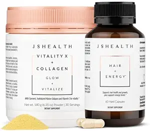 JSHealth Vitamins Beauty Favorites Bundle - Includes Hair + Energy Hair Vitamins & Vitality X + Collagen Beauty Powder Supplement