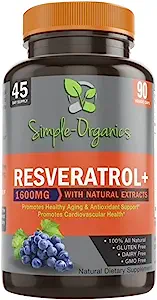 Resveratrol 1600mg per Serving for Pure Extra Strength Complex