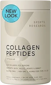 Sports Research Collagen Peptides for Women & Men - Hydrolyzed Type 1 & 3 Collagen Powder Protein Supplement for Healthy Skin