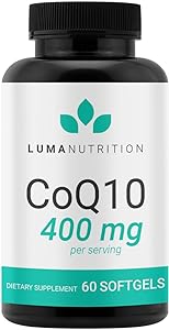 Luma Nutrition CoQ10 400mg Softgels - Premium Coenzyme Q10 - Co Q-10 200mg Softgel / 400mg Per Serving - 60 Liquid Softgels