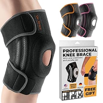 DR. BRACE ELITE Knee Brace with Side Stabilizers & Patella Gel Pads for Maximum Knee Pain Support and fast recovery for men and women-Please Check How To Size Video (Mercury