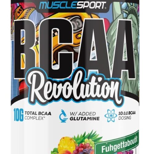 Musclesport BCAA Revolution Amino Acid Powder Supplement for Men & Women - Intra Workout Training Complex - Recovery Supplement (Fuhgettaboutit Fruit Punch