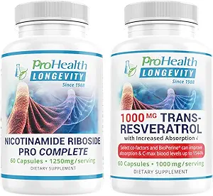 ProHealth Longevity NR Pro Complete (30 Servings) + Trans-Resveratrol (1000 mg per Serving