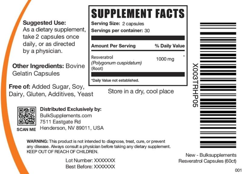 Resveratrol 1000mg - Antioxidants Supplement