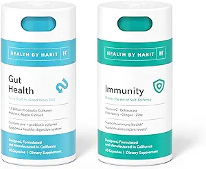 Health By Habit Inner Strength Kit - Gut Health (60 Capsules) & Immunity (60 Capsules) Supplement - Support a Healthy Digestive System