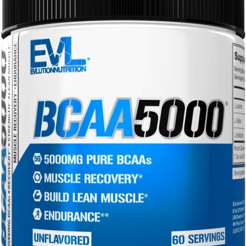 Evlution EVL BCAAs Amino Acids Powder - BCAA Powder Post Workout Recovery Drink and Stim Free Pre Workout Energy Drink Powder - 5g Branched Chain Amino Acids Supplement for Men - Unflavored Powder