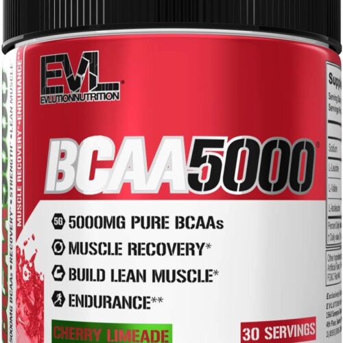 Evlution EVL BCAAs Amino Acids Powder - BCAA Powder Post Workout Recovery Drink and Stim Free Pre Workout Energy Drink Powder - 5g Branched Chain Amino Acids Supplement for Men - Cherry Limeade