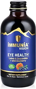 Immunia Vision - Wild Blueberry Concentrate + Lutein 20 mg. Eye Health Antioxidant Supplement. Liquid Formula. Delicious Taste. 5 ml/Day (for 24 Days). (1-Pack)