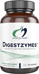 Designs for Health Digestzymes - Digestive Enzymes + Betaine Hydrochloride for Gas & Bloating Relief - Pepsin