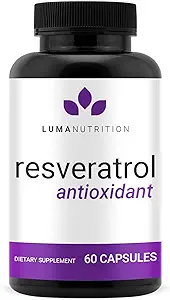 Luma Nutrition High Purity Resveratrol Capsules - 98% Trans-Resveratrol - Reservatrol Supplement - Antioxidant - USA - 60 Capsules