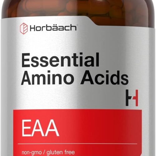 Essential Amino Acids Supplement | 180 Capsules | Optimum Ratio with BCAAs | Non-GMO & Gluten Free EAA | by Horbaach