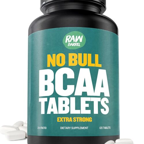 Raw Barrel BCAA Tablets - 120 Extra Strong 1000mg Pills - 2:1:1 Ratio Branched Chain Amino Acid Supplement - Non-GMO Natural Ingredients