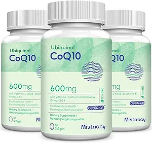 CoQ10 600mg Softgels | High Absorption CoQ10 Ubiquinol Supplement | Reduced Form Enhanced with Vitamin E & Omega 3 6 9 | Antioxidant Powerhouse Good for Health | 180 Soft