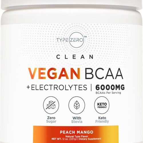 Ultra Clean Vegan BCAA Powder + Electrolytes (Peach Mango | 6G) 2:1:1 Sugar-Free/No Sucralose BCAAs Amino Acids Supplement for Women/Men - Best BCAA Vegan Amino Acids After Post Workout Recovery Drink