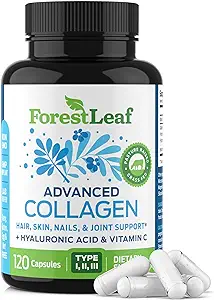 ForestLeaf Multi Collagen Pills with Hyaluronic Acid + Vitamin C | Hydrolyzed Collagen Supplements for Women or Men | Multi Collagen Capsules Peptides for Skin