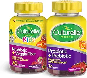 Culturelle Probiotic Gummies Bundle – Daily Probiotic Gummies for Men and Women + Daily Probiotic Gummies for Kids with Prebiotics and Vitamin C Boost