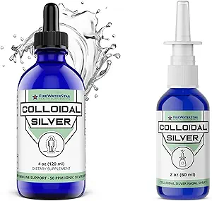 Colloidal Silver + Colloidal Silver Nasal Spray - 2oz - Ultra Fine Silver Mist - 50 ppm - 99.99% Purity - Sinus Relief - Helps with Dry