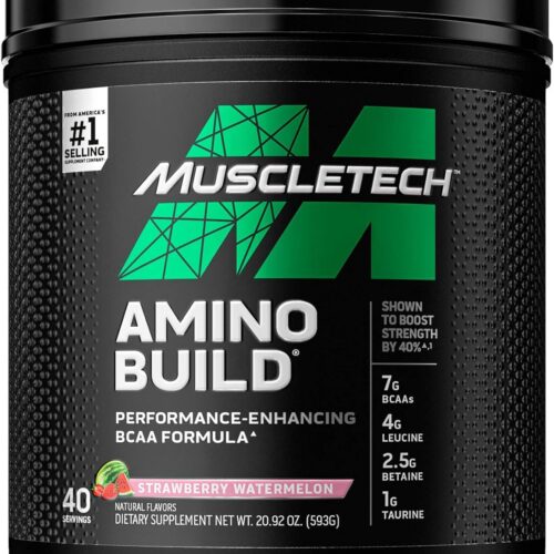 BCAA Amino Acids + Electrolyte Powder MuscleTech Amino Build 7g of BCAAs + Electrolytes Support Muscle Recovery