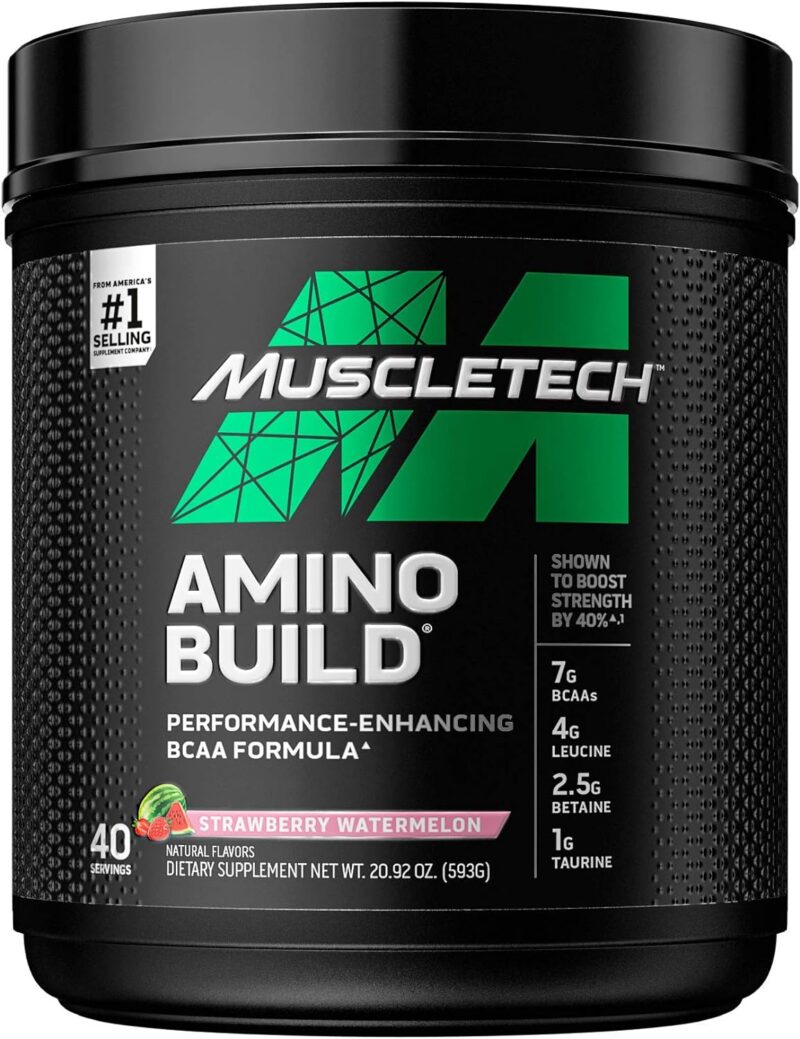 BCAA Amino Acids + Electrolyte Powder MuscleTech Amino Build 7g of BCAAs + Electrolytes Support Muscle Recovery