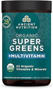 Ancient Nutrition Organic SuperGreens and Multivitamin Powder with Probiotics