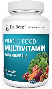 Dr. Berg Whole Food Multivitamin with Minerals - Daily Multivitamin for Men and Women - Includes Premium Whole Food Fruits and Vegetable Blend with Folate