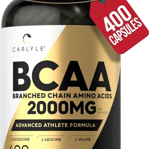 Carlyle BCAA Amino Acids Capsules | 2000mg | 400 BCAA Capsules | Non-GMO