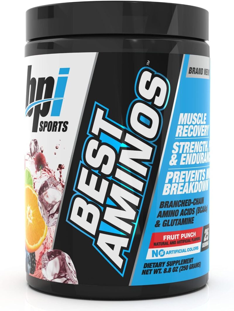 BPI Sports Best Aminos - BCAA Powder Post Workout & Glutamine Recovery Drink with Branched Chain Amino Acids for Hydration & Recovery