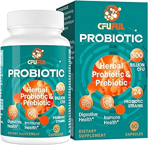 Probiotics for Women & Men - 300 Billion CFU & 24 Strains Probiotic with 15 Organic Herbs Prebiotics Blend