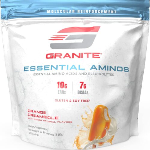 Granite® Essential Amino Acids + Branched Chain Amino Acids + Electrolytes | 10g EAAs + 7g BCAAs | Supports Muscle Growth | Soy Free + Gluten Free + Vegan | Made in USA (Orange Creamsicle)