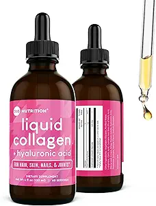 360 Nutrition Liquid Collagen + Hyaluronic Acid Supplement Drops for Healthy Hair