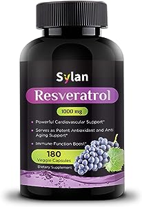 Trans Resveratrol Supplement 1000mg 180 Capsules Antioxidant Anti Aging Designed to Support in Cases of Heart Health