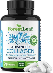 ForestLeaf Multi Collagen Pills - Collagen Men & Collagen Women - Hydrolyzed Collagen Supplements with Vitamin C & Hyaluronic Acid - Collagen Capsules for Hair