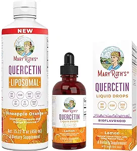 Quercetin Liposomal & Quercetin Liquid Drops Bundle by MaryRuth's | Immune Support | Anti Inflammatory Supplement | Cellular Health | Vitamin E Supplement | Vegan | Non-GMO | Gluten Free.