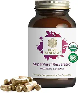 PURE SYNERGY SuperPure Resveratrol Extract | Organic Resveratrol Supplement | Antioxidant Trans-Resveratrol Extract with Grape Polyphenols | for Healthy Aging