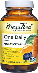 MegaFood One Daily Multivitamin - Multivitamin for Women and Men - with Real Food - Immune Support Supplement -Vitamin C & Vitamin B - Bone Health - Energy Metabolism - Vegetarian