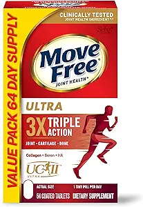 Move Free Ultra Triple Action Joint Support Supplement - Type II Collagen Boron & Hyaluronic Acid - Supports Joint Comfort