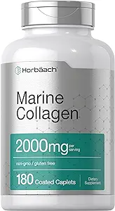 Marine Collagen Peptides 2000mg | 180 Caplet Capsules | with Calcium | Non-GMO