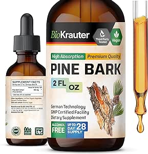 Pine Bark Extracts Tincture - Rich in Antioxidants Liquid Supplement - 400 mg Organic French Maritime Pine Bark Extract Drops - Vegan