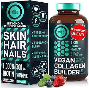 Vegan Collagen Builder Tablets - Cruelty-Free Vegan Collagen Supplements - Organic Plant Based Collagen Booster for Younger-Looking Skin