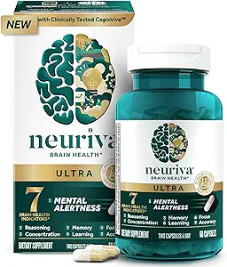 NEURIVA Ultra Decaffeinated Clinically Tested Nootropic Brain Supplement for Mental Alertness