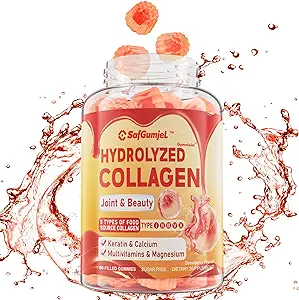 Multi Collagen Supplement Gummies for Hair Skin Nails & Joint - High Bioavailability - Hydrolyzed Collagen Peptides Type I II III V X