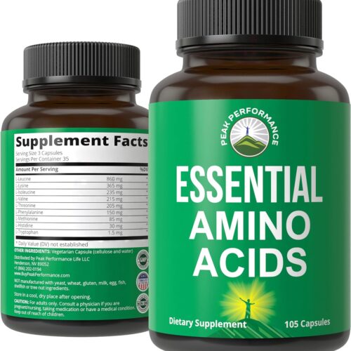 All 9 Essential Amino Acids Supplement. Capsules With 3x More Leucine For Muscle Recovery