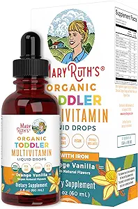 MaryRuth Organics Multivitamin & Multimineral with Iron for Toddlers | USDA Organic | Sugar Free | Multivitamin Liquid Drops for Kids Ages 1-3 | Immune Support | Vegan | Non-GMO | 2 Fl Oz