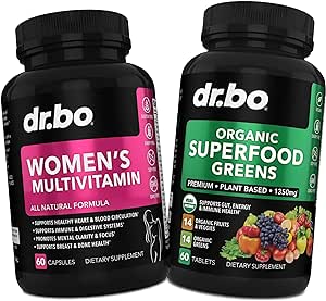 Womens Multivitamin Mineral Supplement- Organic Superfood Greens & Fruit Supplements - Women Energy Vitamin Magnesium & Zinc - Daily Super Food Fruits and Green Veggies Tablets Plus Vegetable Foods