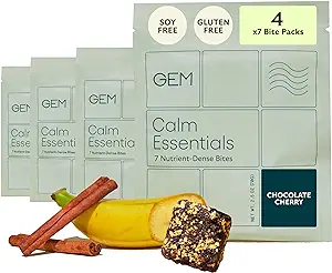 Daily GEM Chill-Out Magnesium Bite | Banana Cinnamon |4 x 7-Bite Pack| Holistic Non-Habit Forming Supports Calm Mind & Clarity | Golden Chlorella