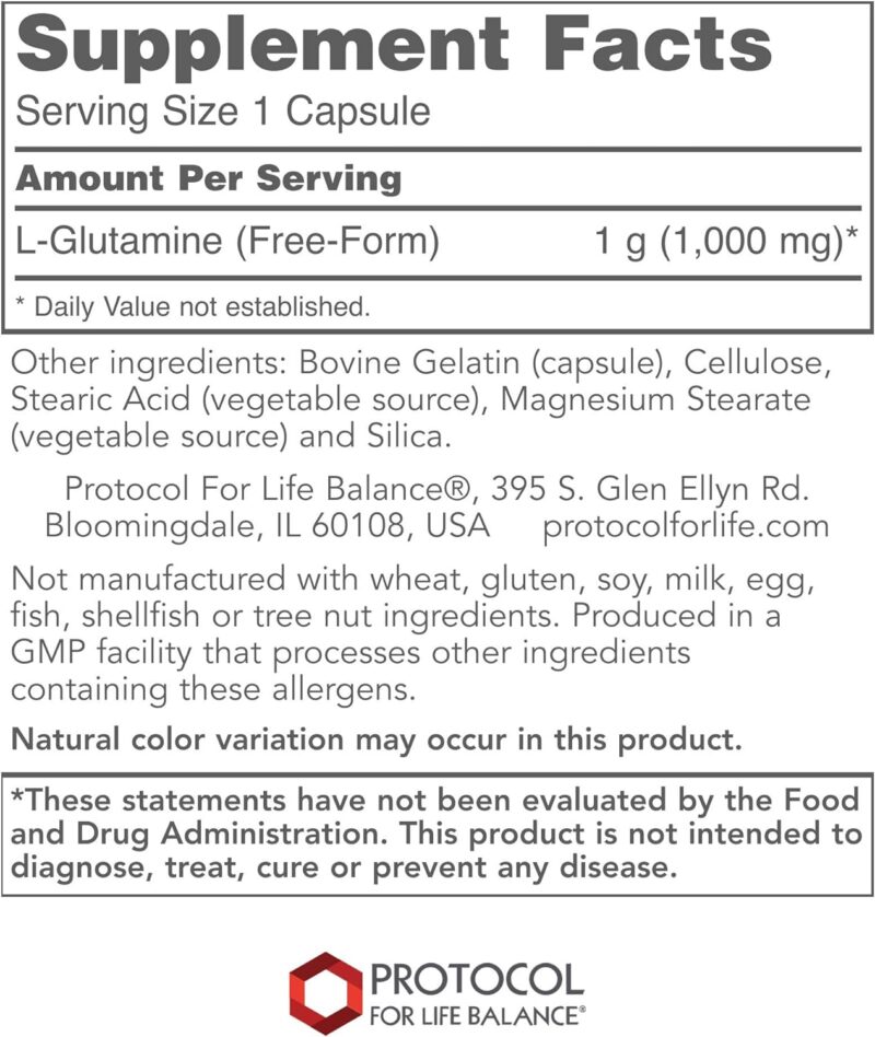 000mg - Supports Gut Health & Immunity* - Amino Acid Supplement - Capsules for Gastrointestinal Integrity* - Made Without Gluten