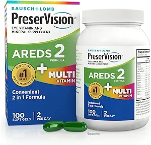 PreserVision AREDS 2 + Multivitamin 2-in-1 Eye Contains Vitamin C D E & Zinc Softgels Packaging May Vary