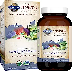 Garden of Life Organics Multivitamin for Men - Men's Once Daily Whole Food Vitamin Supplement Tablets