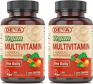 DEVA Vegan Multivitamin & Mineral Supplement - Vegan Formula with Green Whole Foods